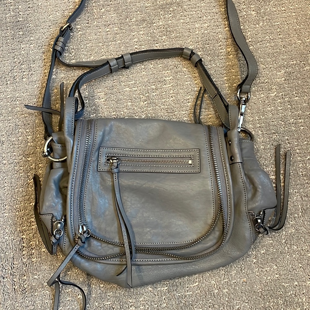 Joelle Hawkins crossbody leather purse with zipper detail